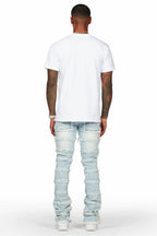 Karl Blue Painter Stacked Flare Jean
