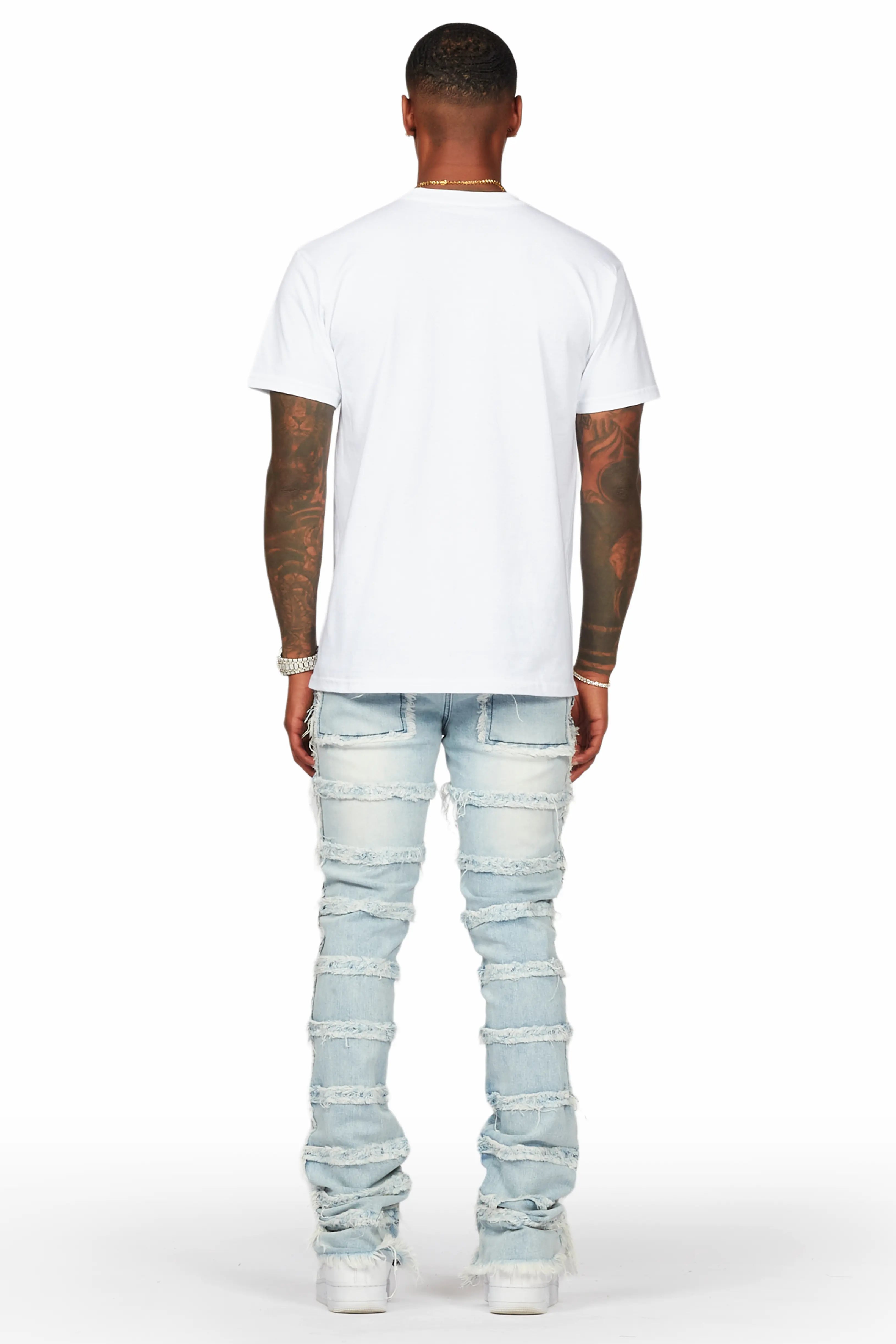 Karl Blue Painter Stacked Flare Jean