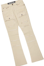 Omer Beige Hoodie/Stacked Flare Cargo Jean Bundle