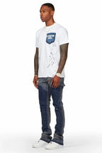 Serrano Navy Stacked Flare Jean