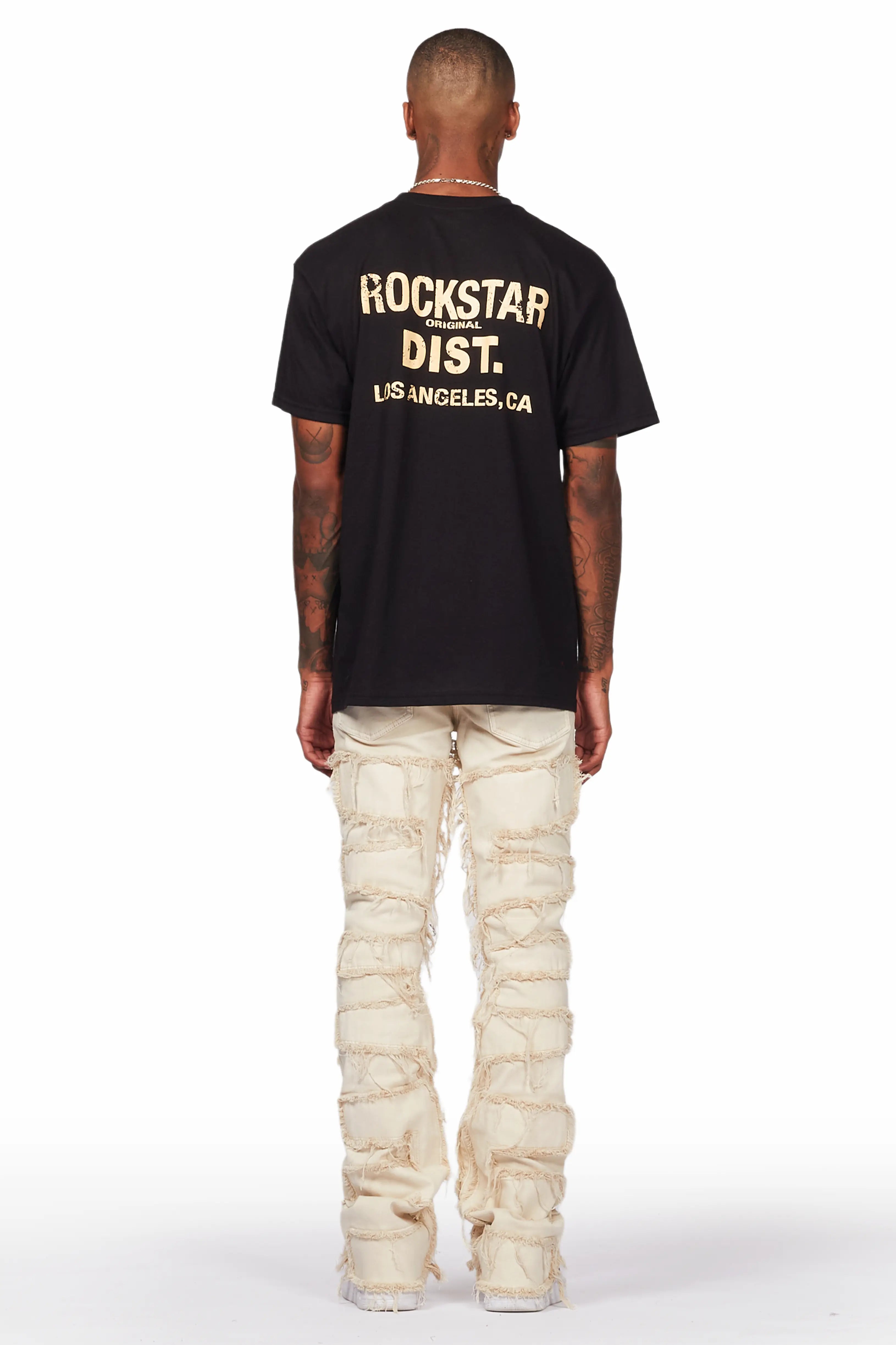 Tacito Beige Painter Stacked Flare Jean