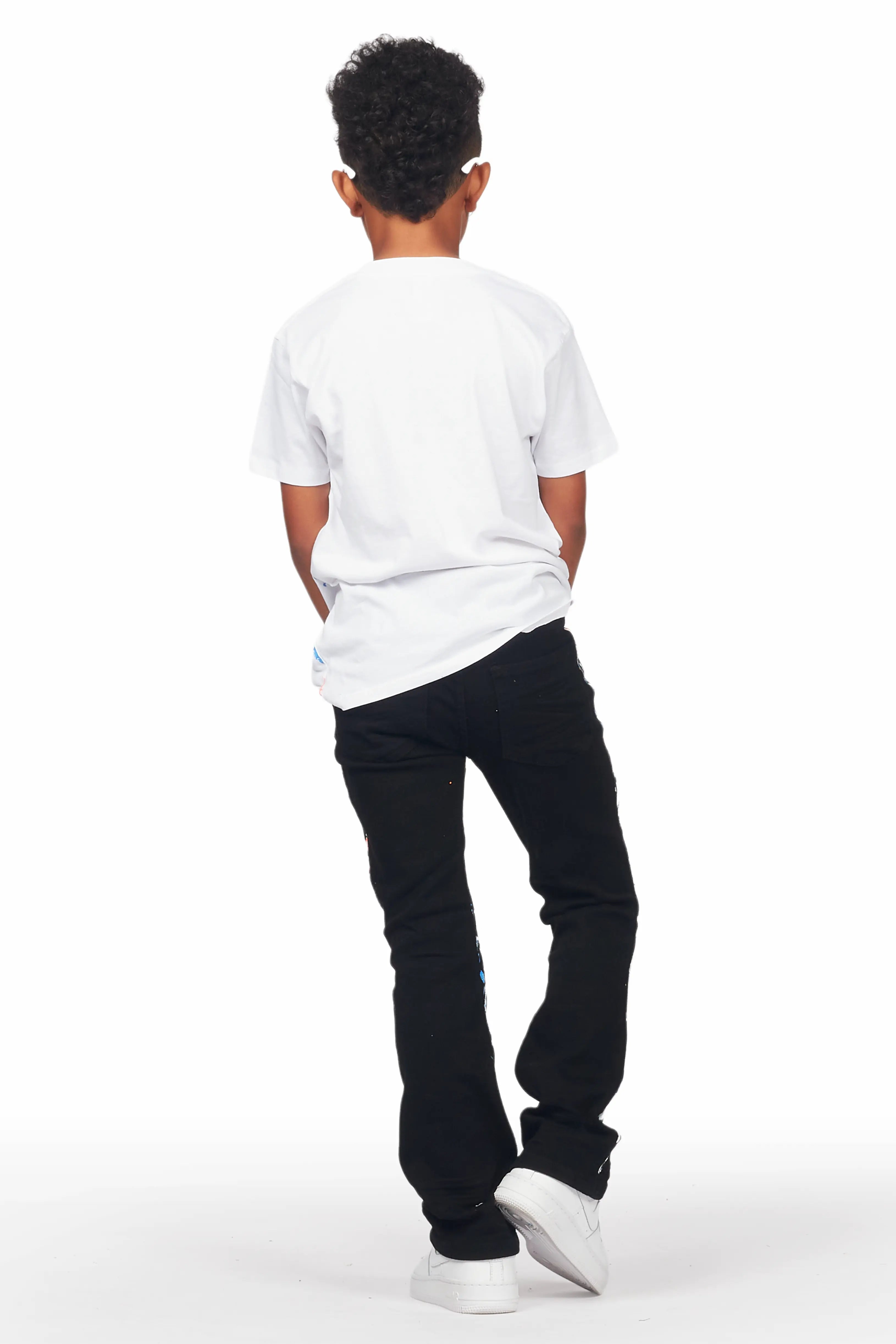Boys Travis White T-Shirt/Stacked Flare Jean Set