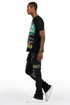 Beno Black T-Shirt/Super Stacked Flare Jean Bundle