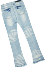 Bloke White/Blue T-Shirt/Stacked Flare Jean Set