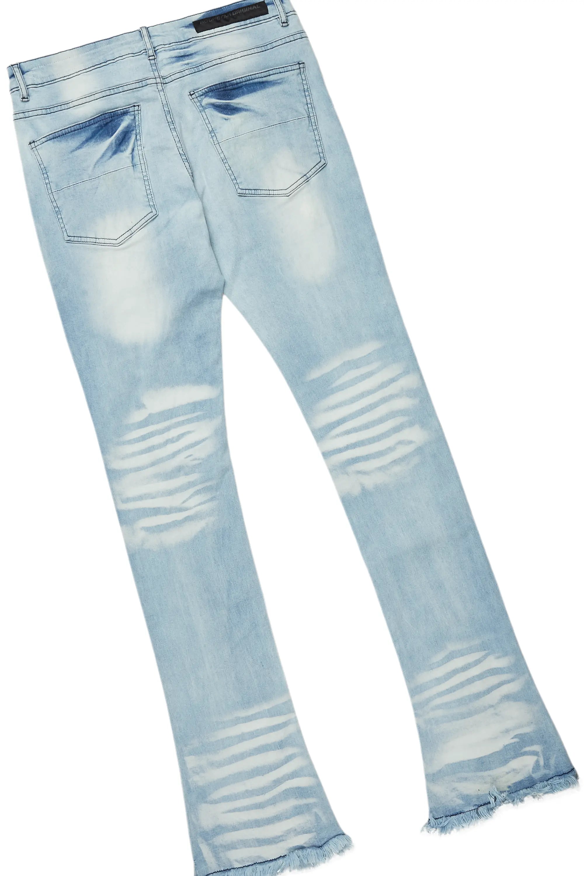 Bloke White/Blue T-Shirt/Stacked Flare Jean Set