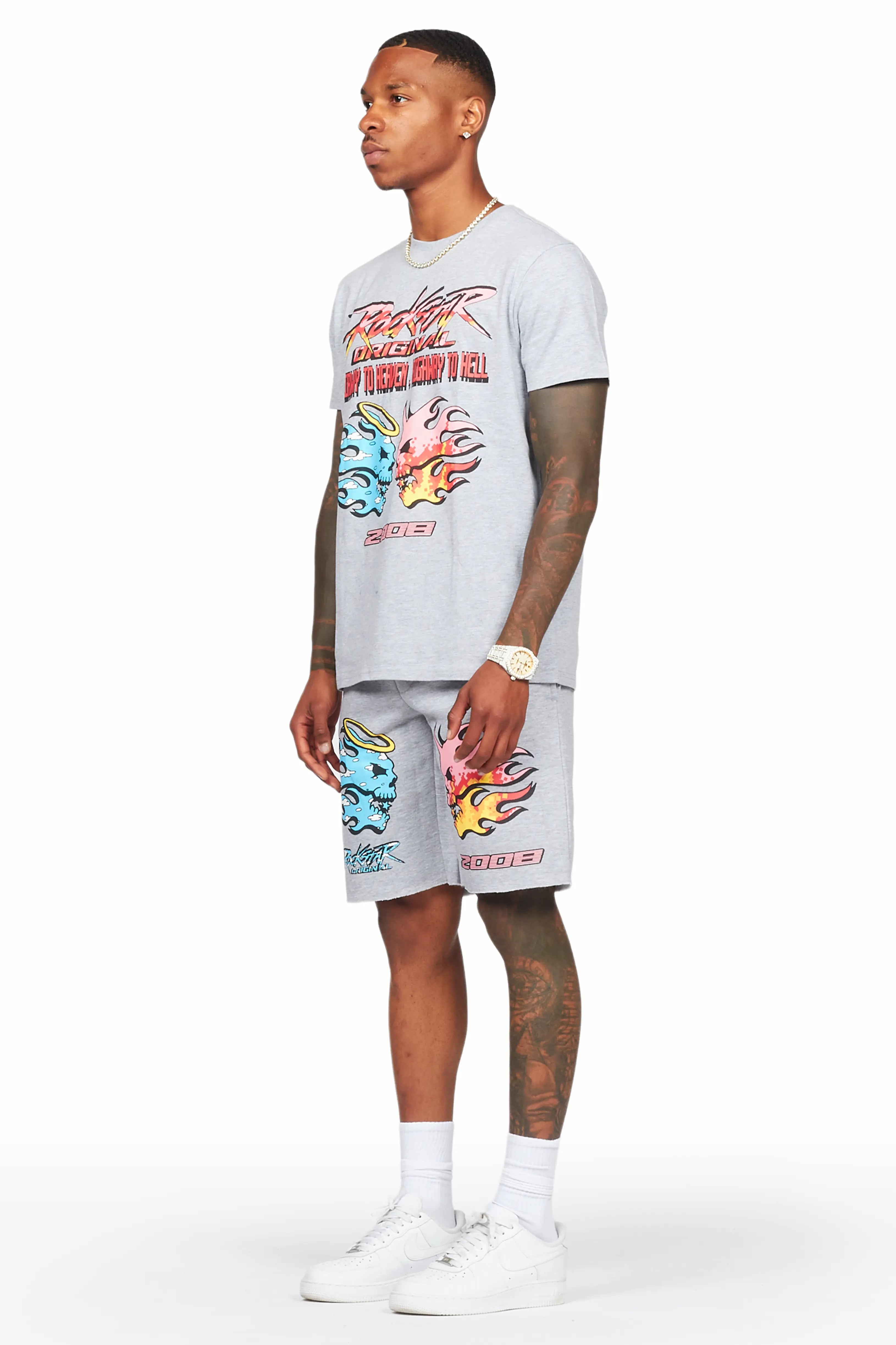 Sky Heather Grey T-Shirt/Short Set