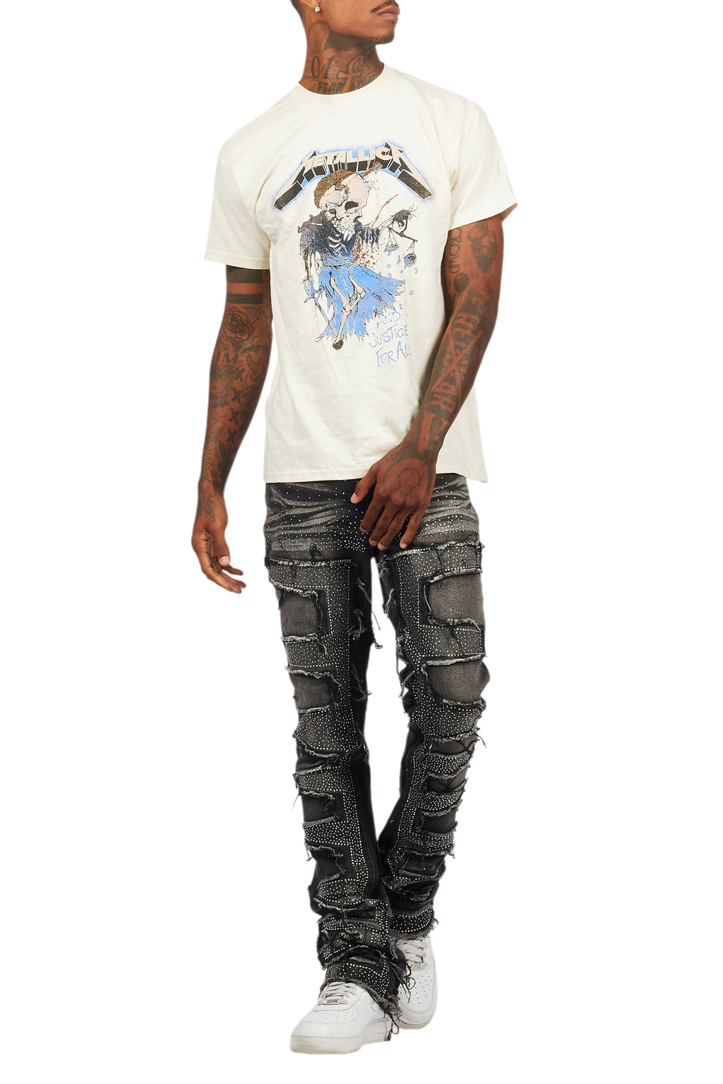 Metallica Justice Beige/Blue Graphic T-Shirt