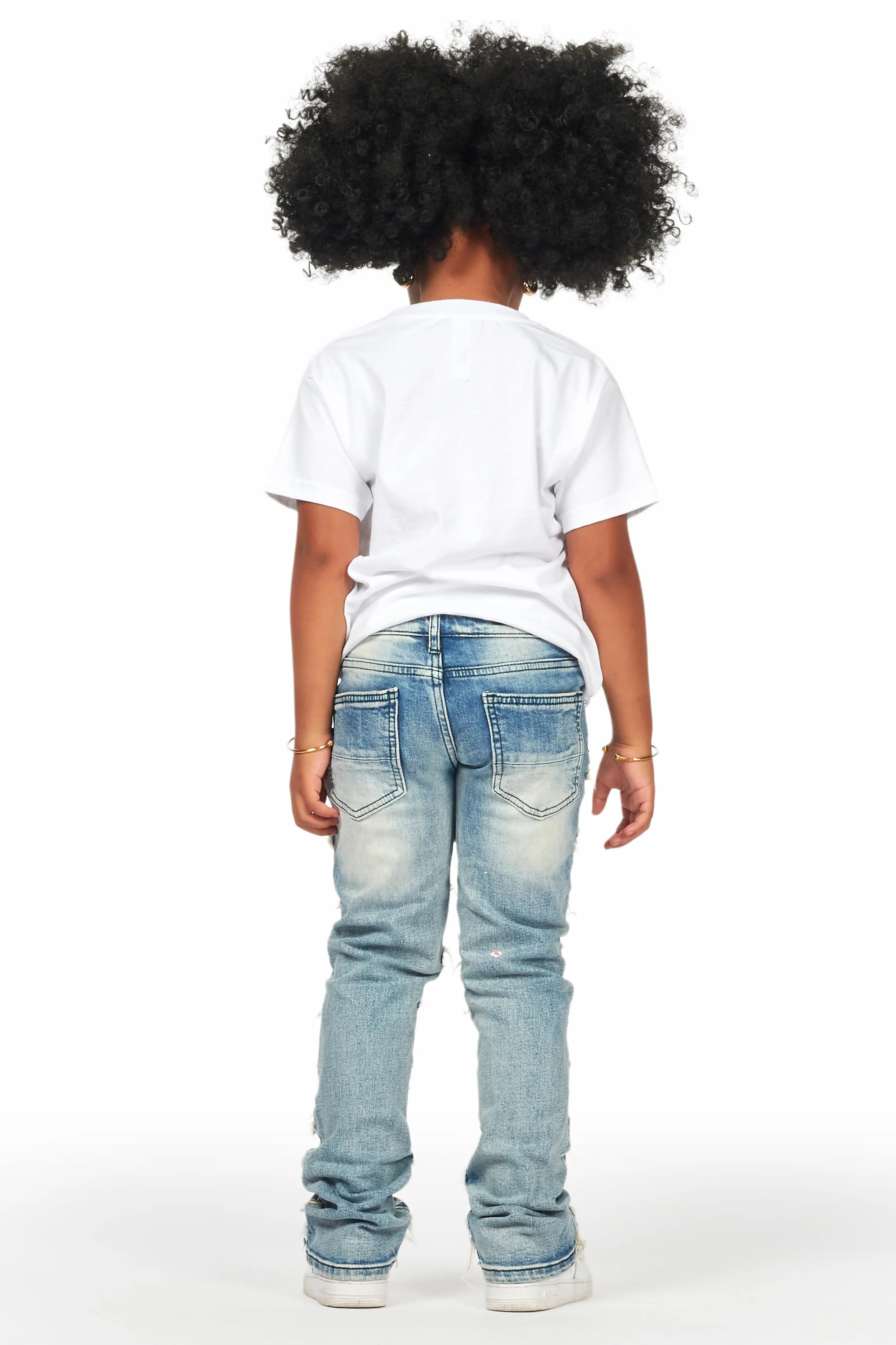 Girls Wells Tint Stacked Flare Frayed Jean