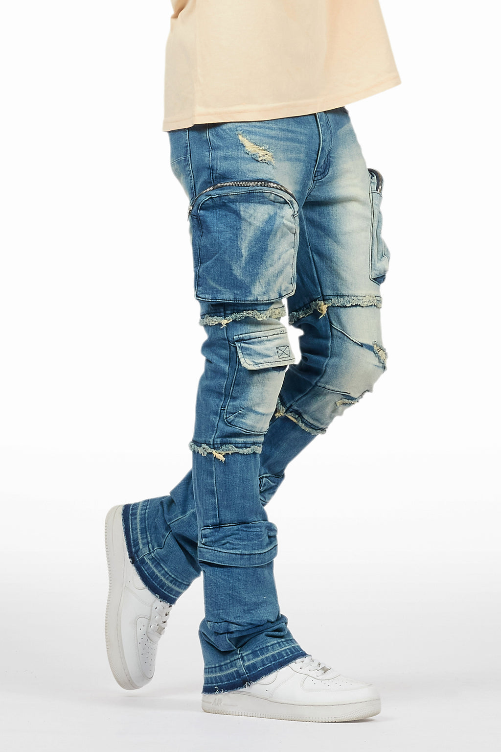 Shift Dirty Blue Stacked Flare Jean