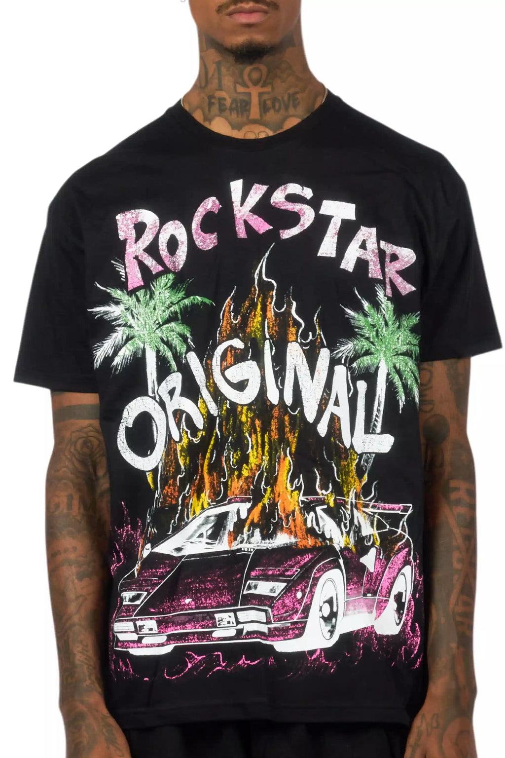 Axrian Black/Pink Oversized Graphic T-Shirt