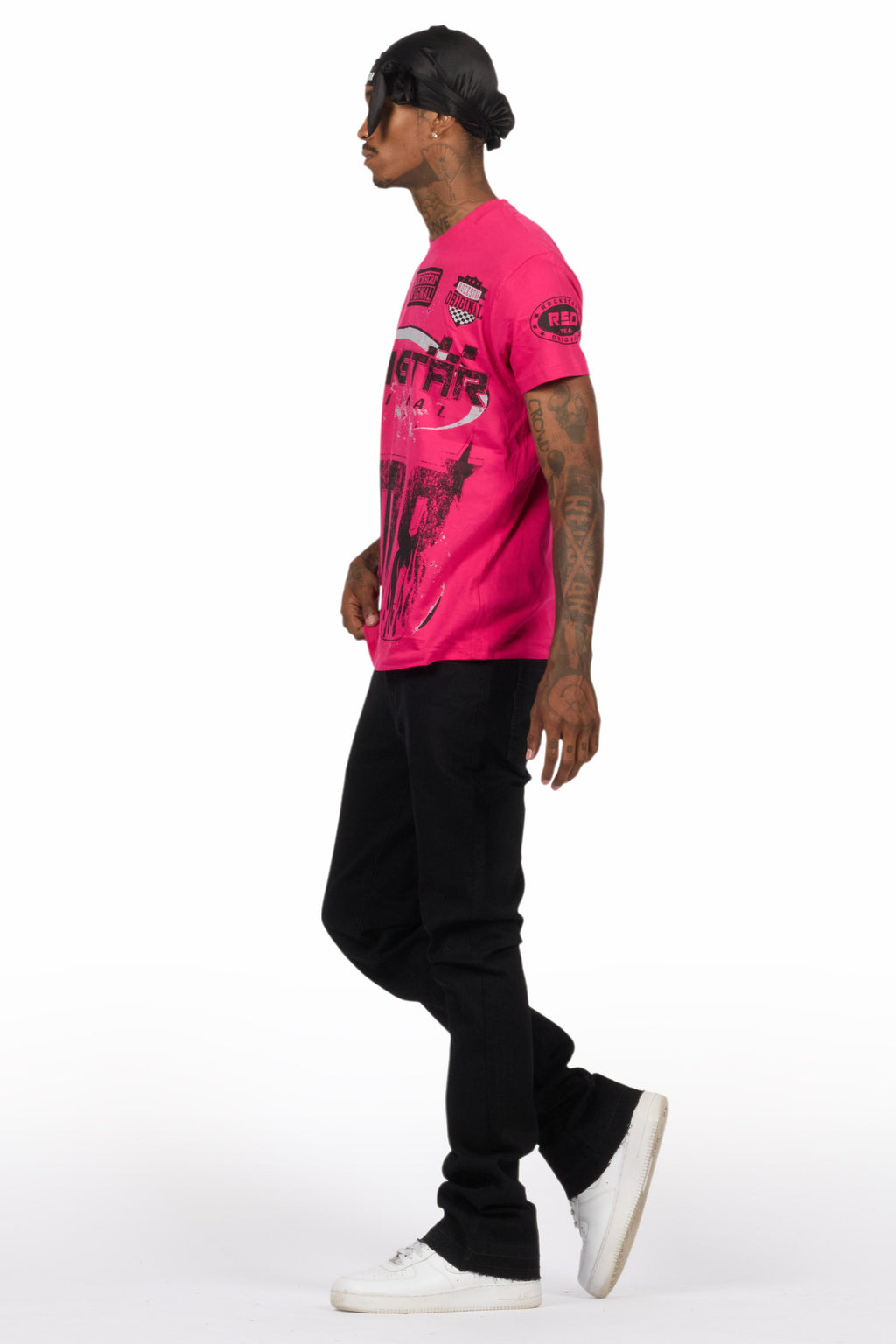 Amos Fuchsia Graphic T-Shirt & Dag Black Jean Bundle