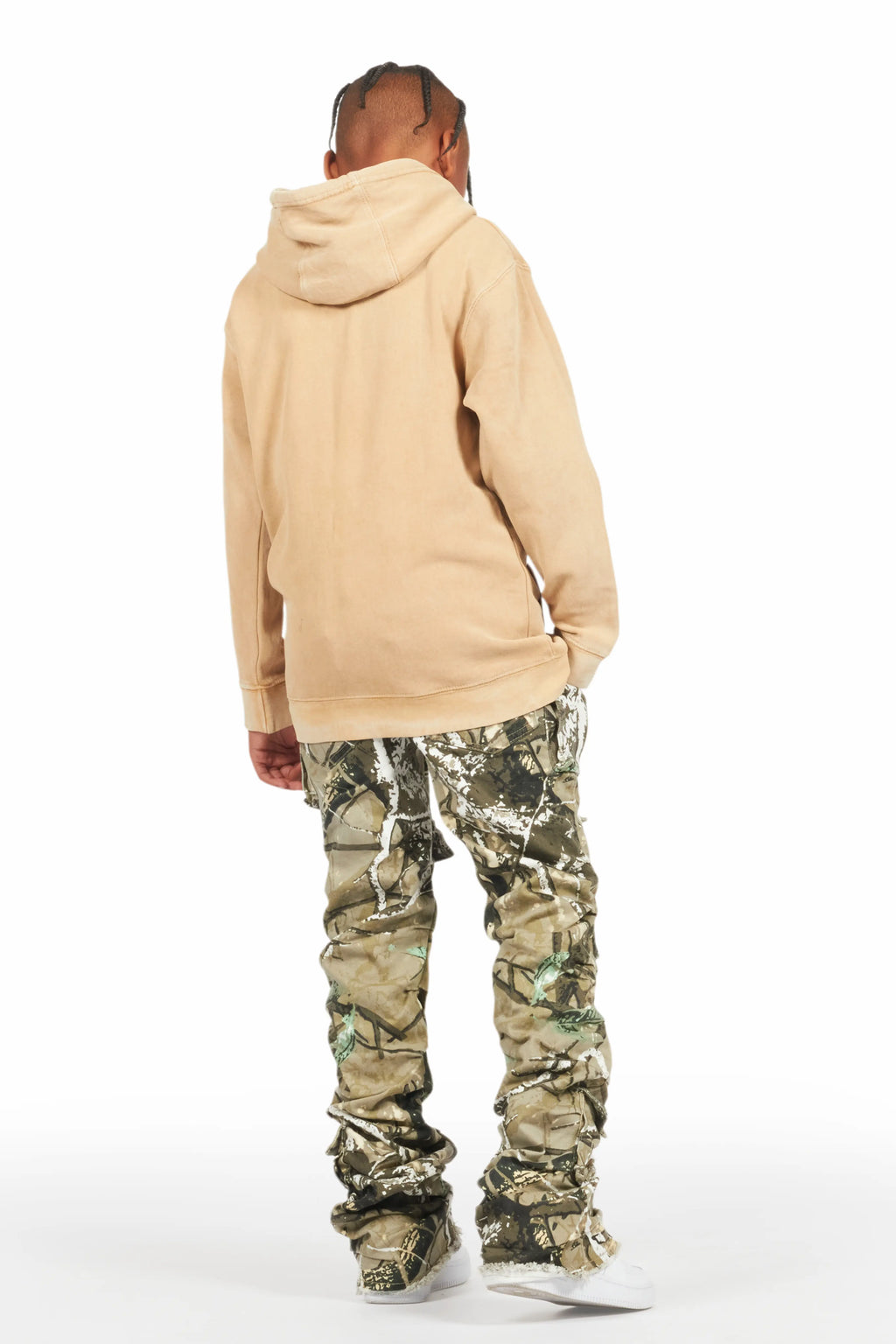 Boys Luxton Vintage Beige/Tree Camo Hoodie/Stacked Flare Jean Set