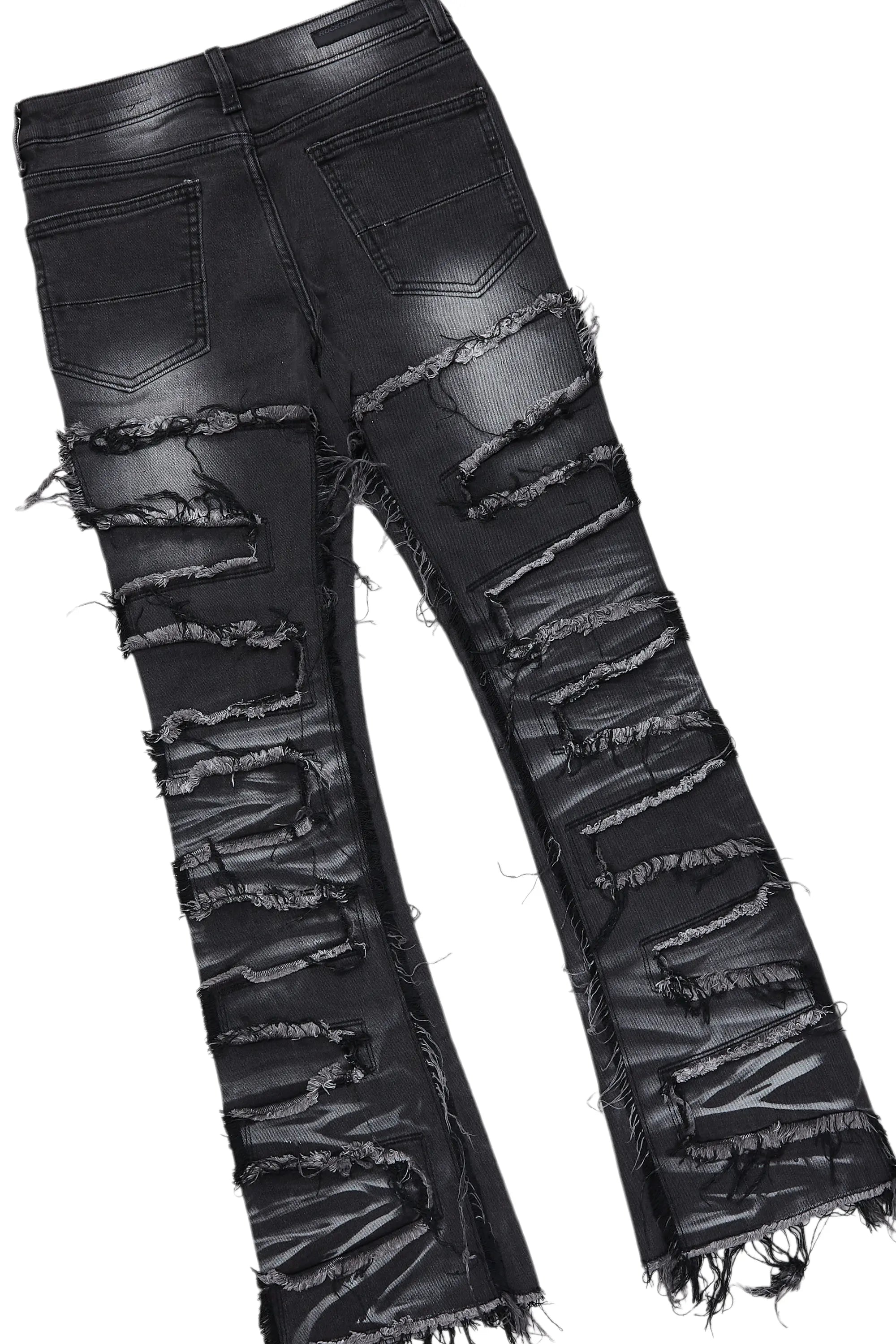 Boys Texastea Vintage Black Hoodie/Stacked Flare Jean Set