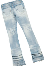 Pello White/Blue Oversized T-Shirt/Super Stacked Flare Jean Bundle