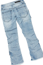 Boys Andros Brown/Light Blue Mohair Hoodie/Stacked Flare Jean Set