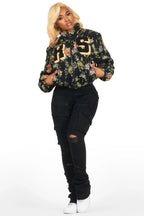 Marionna Black Tapestry Puffer Jacket