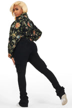 Marionna Black Tapestry Puffer Jacket