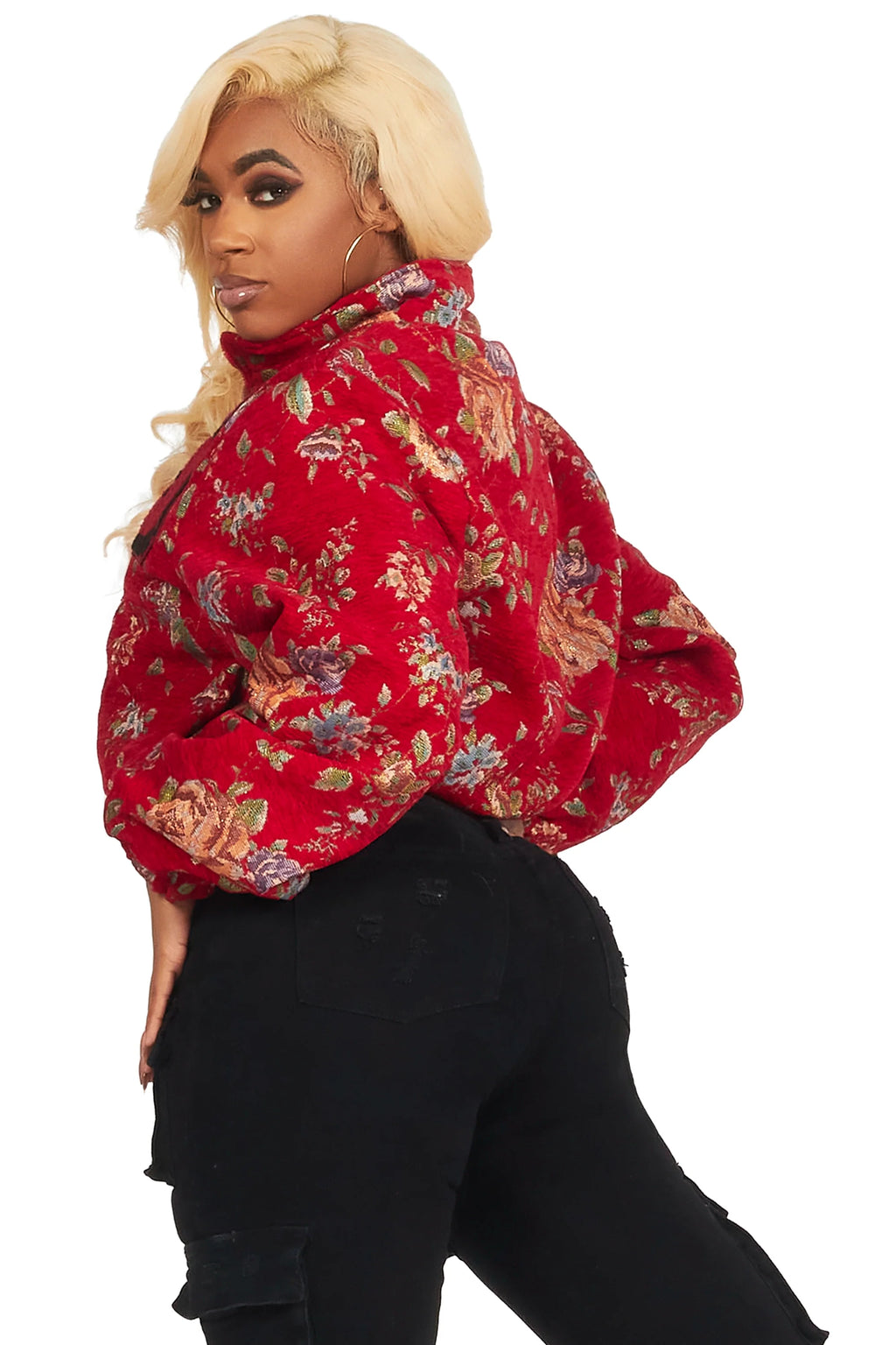 Marionna Red Tapestry Puffer Jacket
