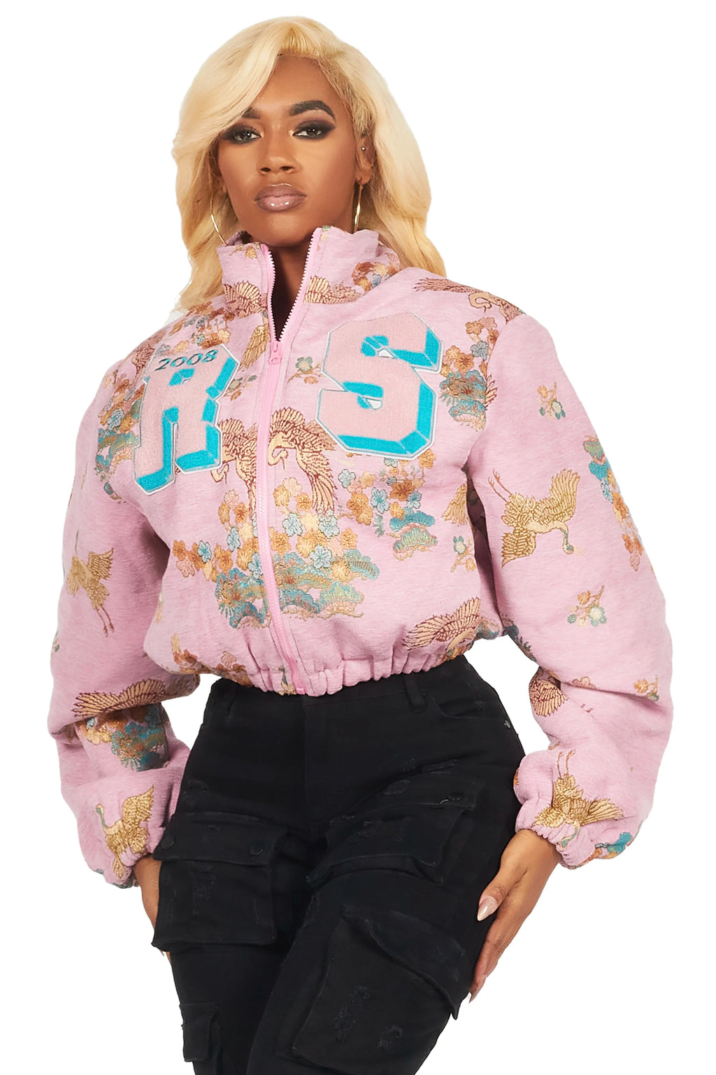 Vatasha Pink Tapestry Puffer Jacket