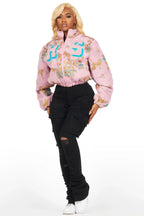 Vatasha Pink Tapestry Puffer Jacket
