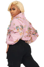 Vatasha Pink Tapestry Puffer Jacket