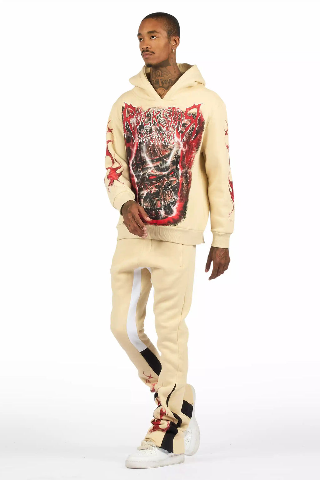 Torrez Beige/Red Hoodie/Stacked Track Set