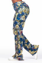Darresha Blue Floral Tapestry Stacked Pant