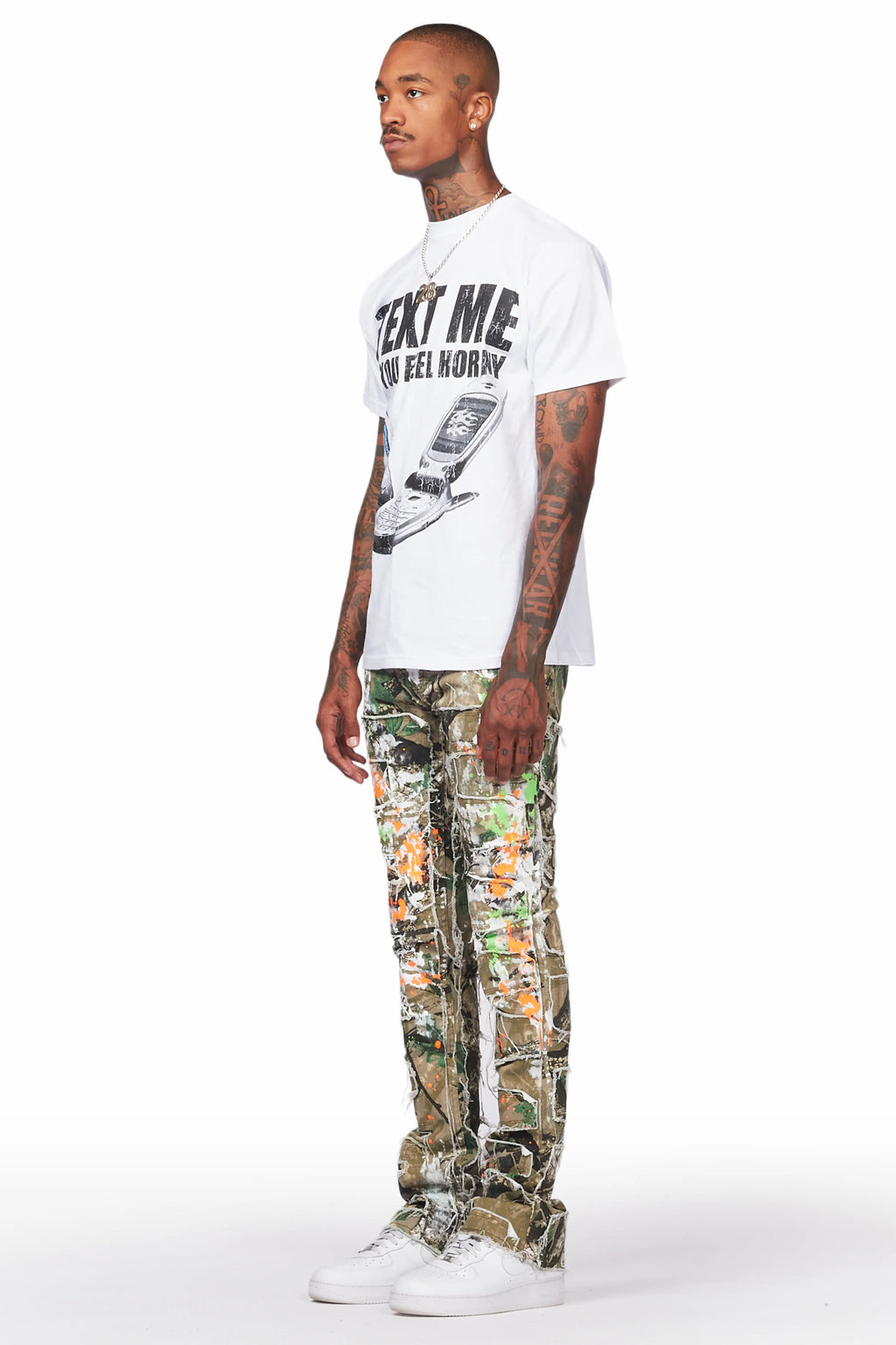 Egras Tree Camo Painter Stacked Flare Jean