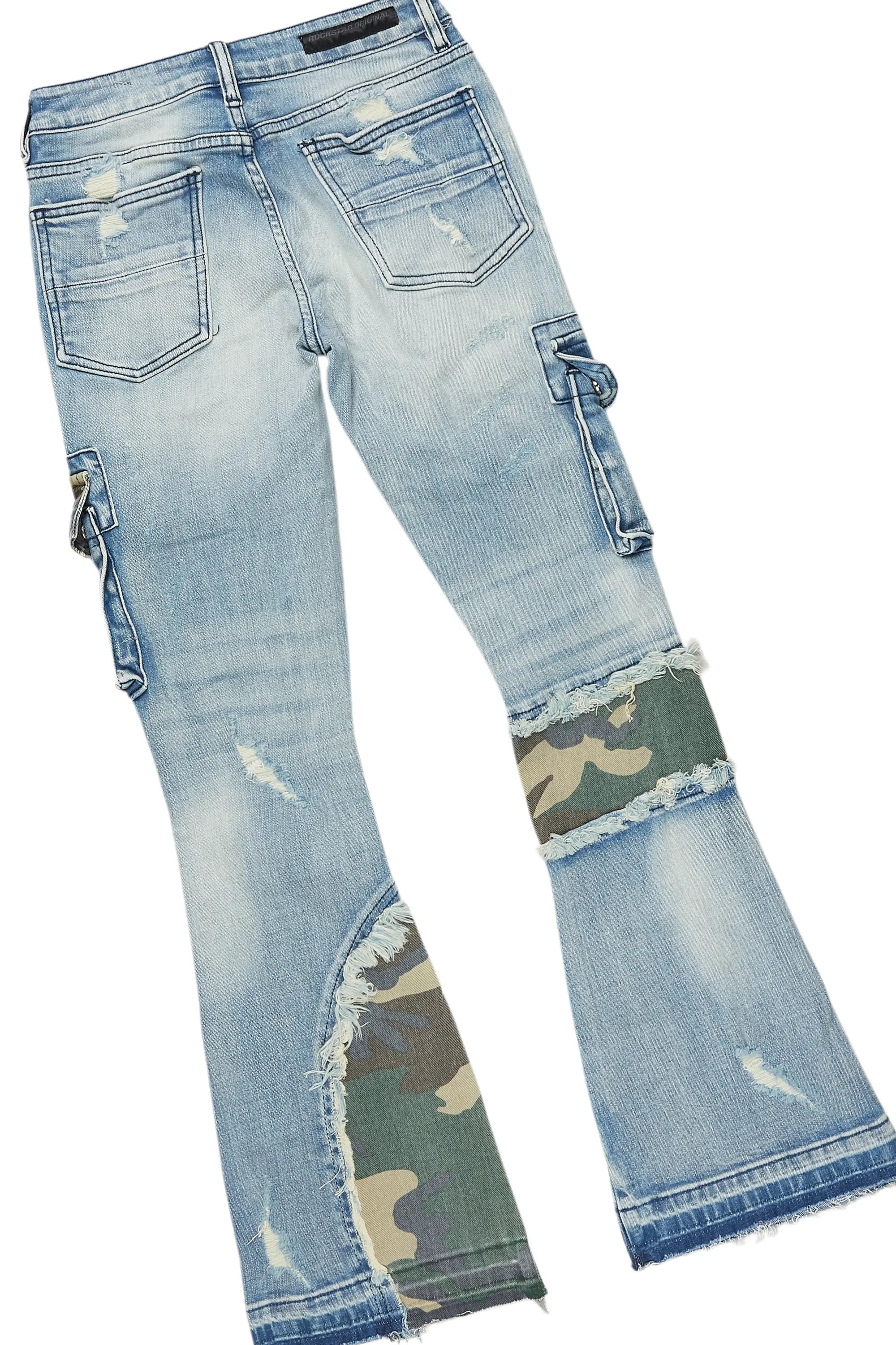 Boys Beau Vintage Beige Hoodie/Stacked Flare Jean Set