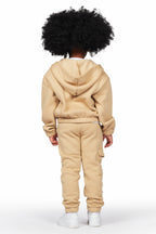 Girls Bass Light Mocha Zip Up Hoodie Pant Set