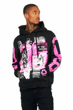 Grill Black/Pink Distressed Graphic Hoodie