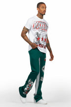 Racing Grung White/Green T-Shirt/Stacked Baggy Track Pant Set