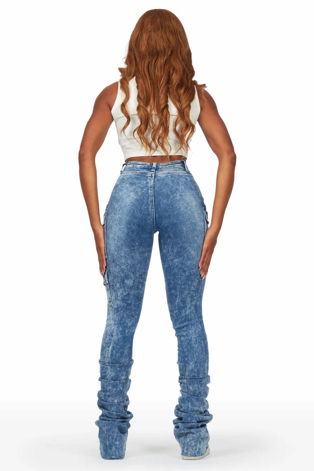 Vixen Acid Wash Cargo Super Stacked Jean