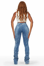 Vixen Acid Wash Cargo Super Stacked Jean