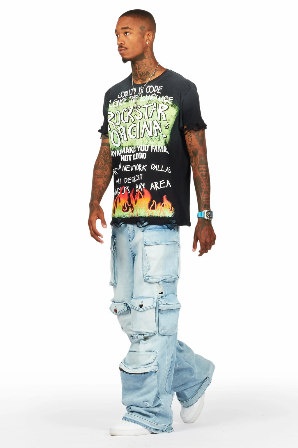 Mahesh Blue Baggy Cargo Jean