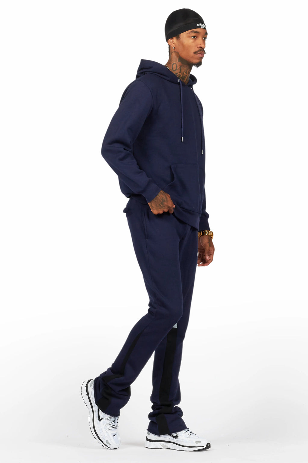 Basic Navy Hoodie/Stacked Flare Track Set