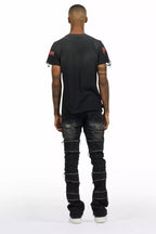 Franko Dark Grey Stacked Flare Jean