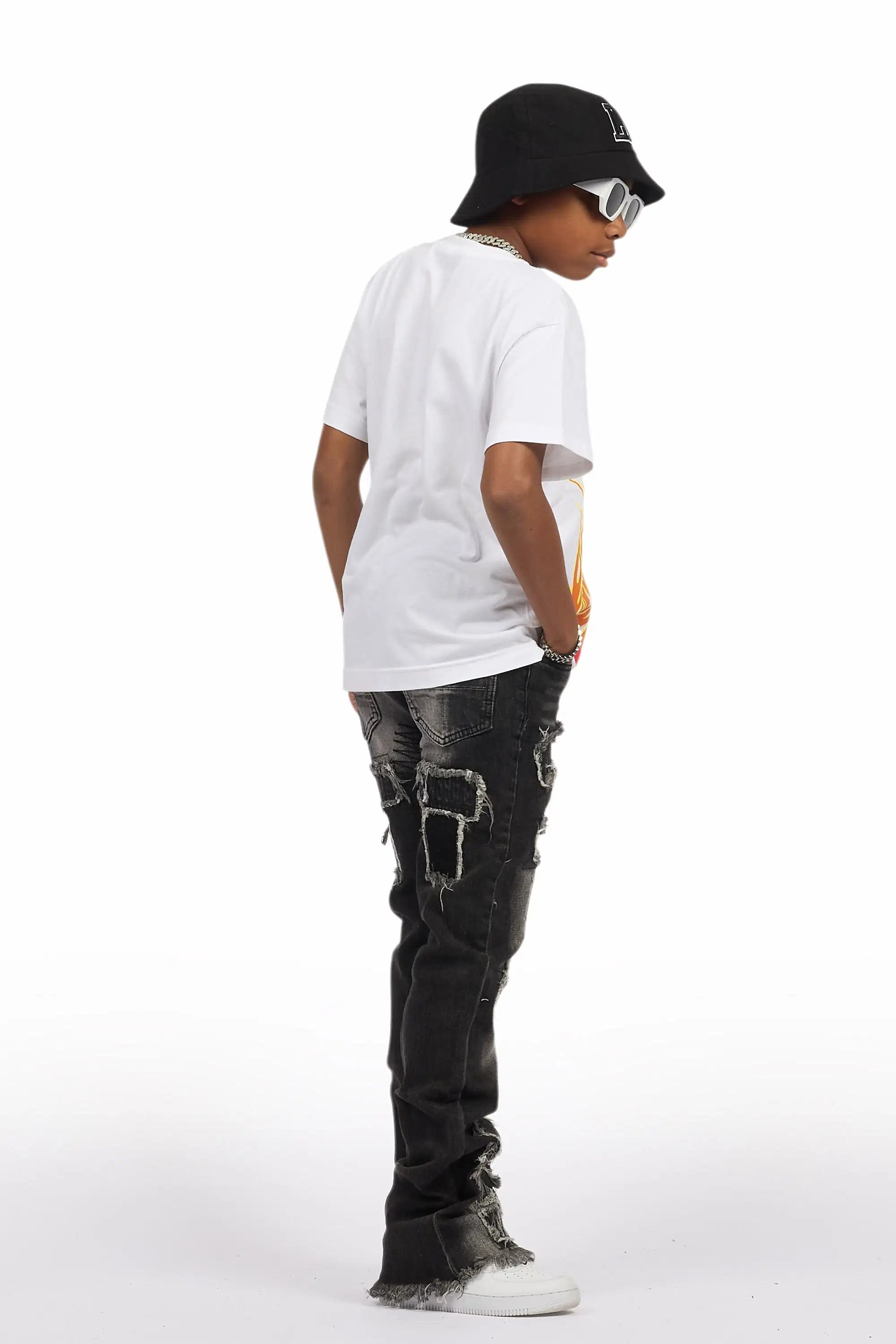 Boys Camden Grey Stacked Flare Jean