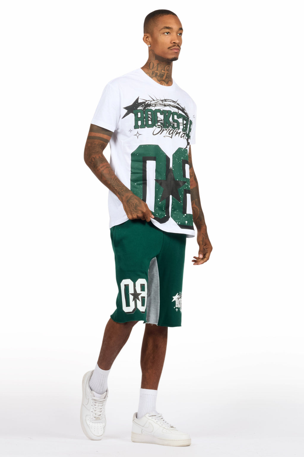 Allstar White/Green T-Shirt Short Set