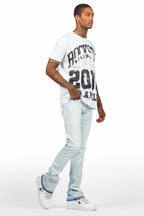 Samba Blue Rhinestone Stacked Flare Jean