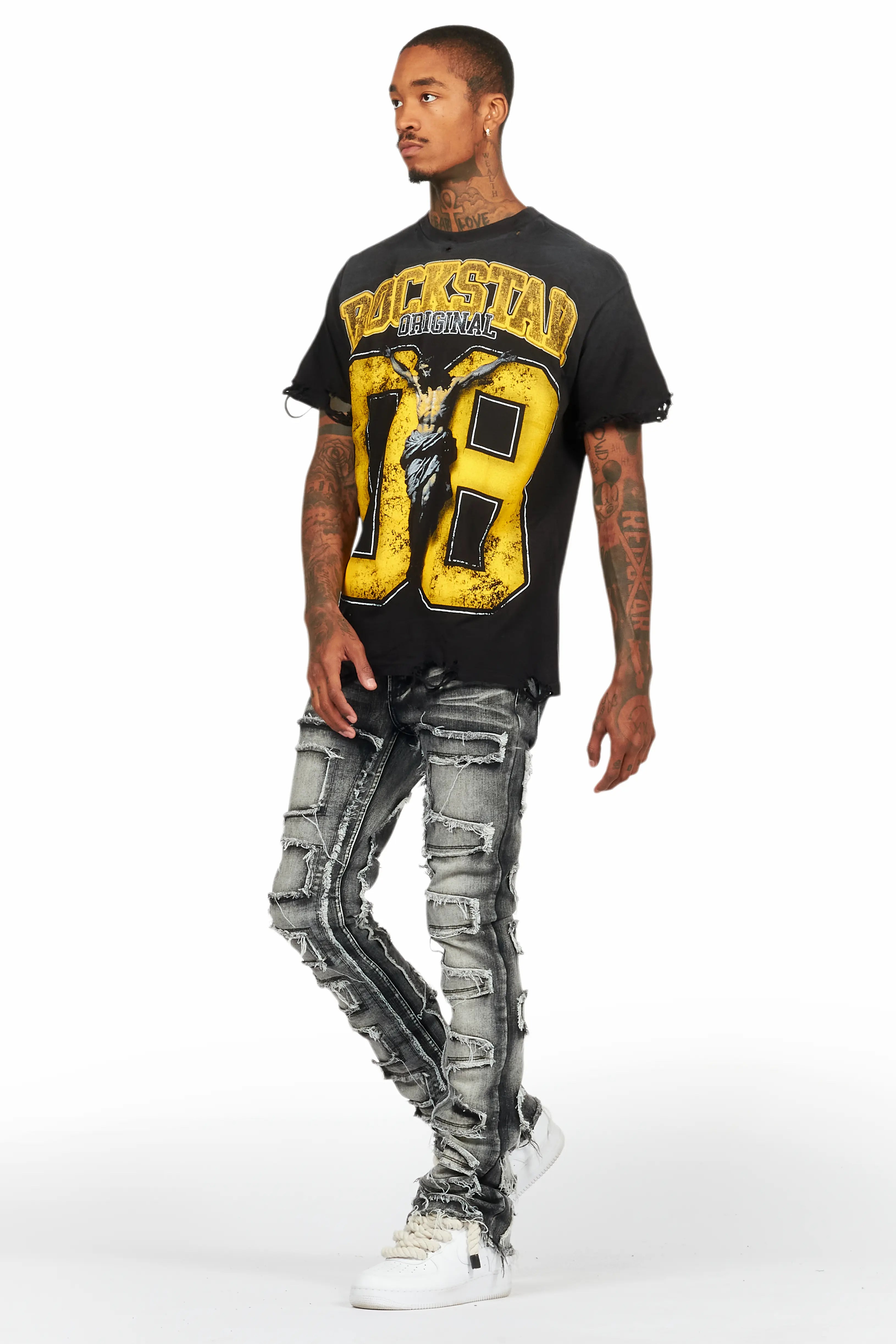 Fields Black/Yellow Oversized Graphic T-Shirt