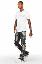 Laban Black Bleach Stacked Flare Jean