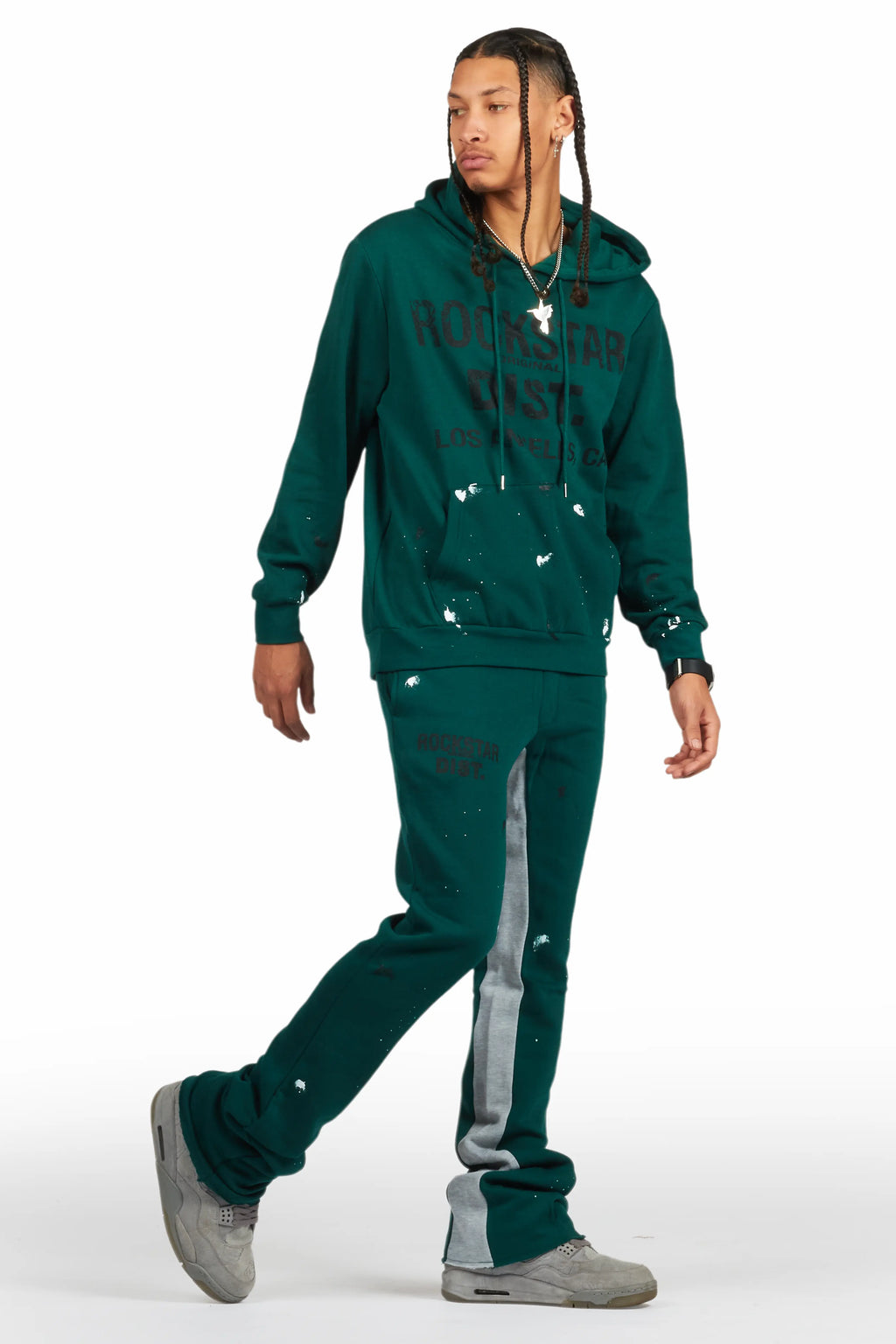 Scottie Green/Black Hoodie/Baggy Track Pant Set