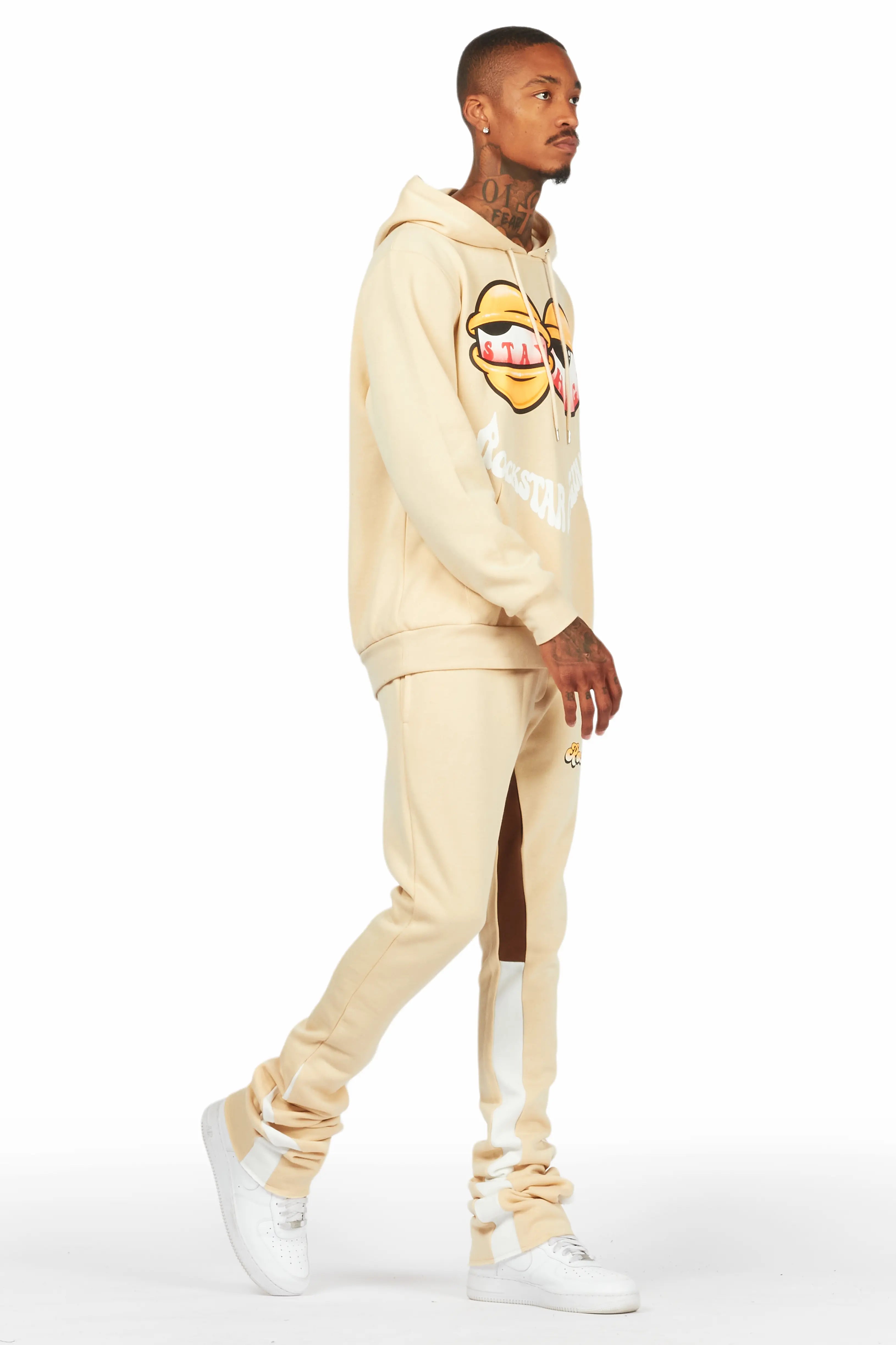 Highya Beige Super Stacked Flare Track Set