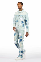 Starlane Light Blue Denim Jacket/Stacked Flare Jean Set