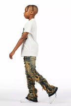 Boys Vasco Tint Dark Wash Blue Stacked Flare Jean