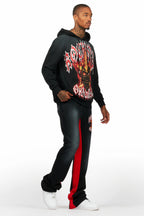 HDStar Black/Red Hoodie/Baggy Track Pant Set