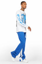 Grill White/Royal Long Sleeve T-Shirt/Baggy Pant Set
