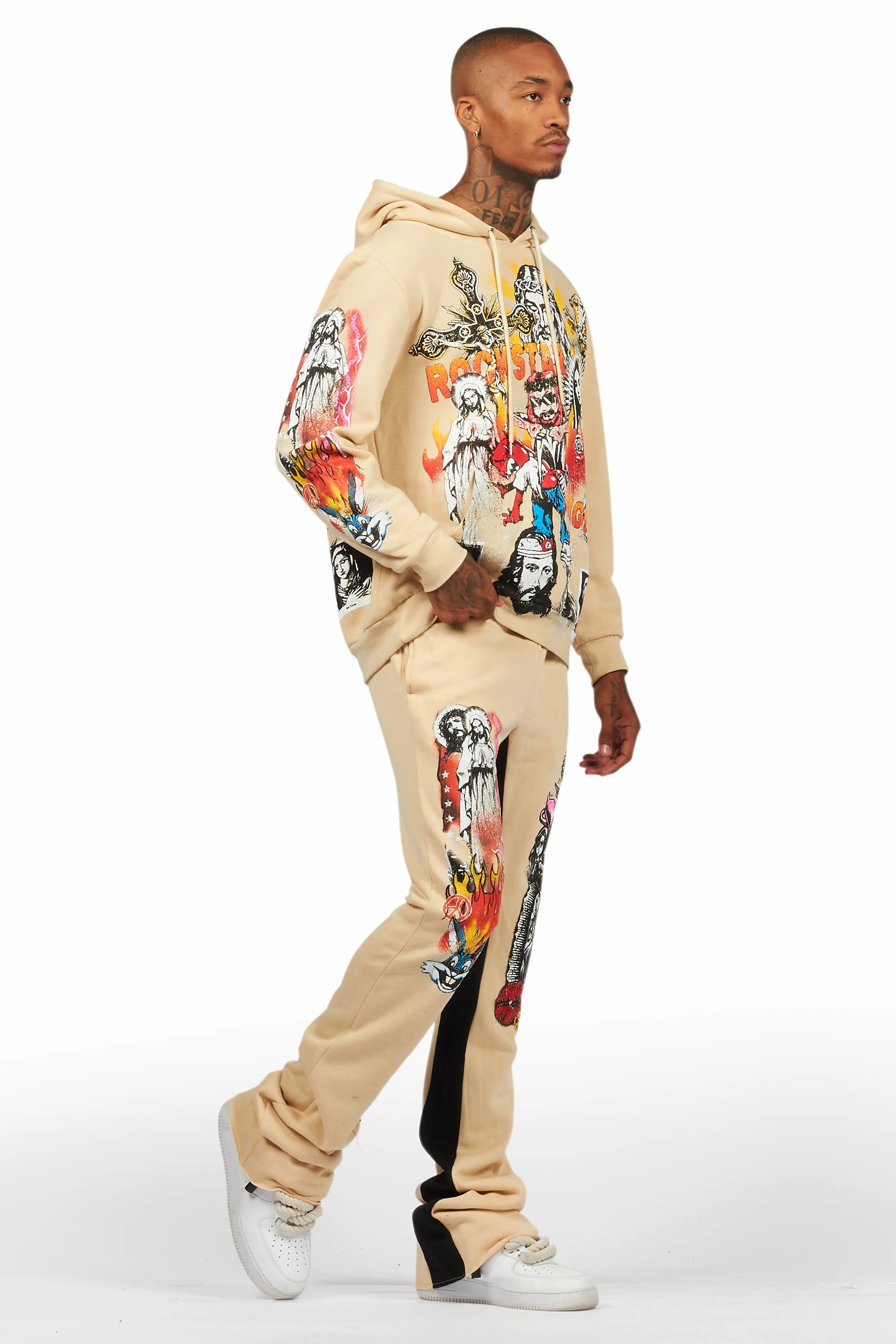 Santos Beige Hoodie/Baggy Track Pant Set