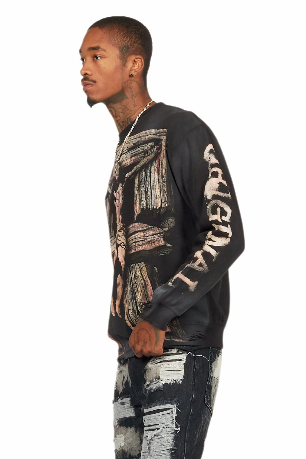 Panos Black Graphic Crewneck